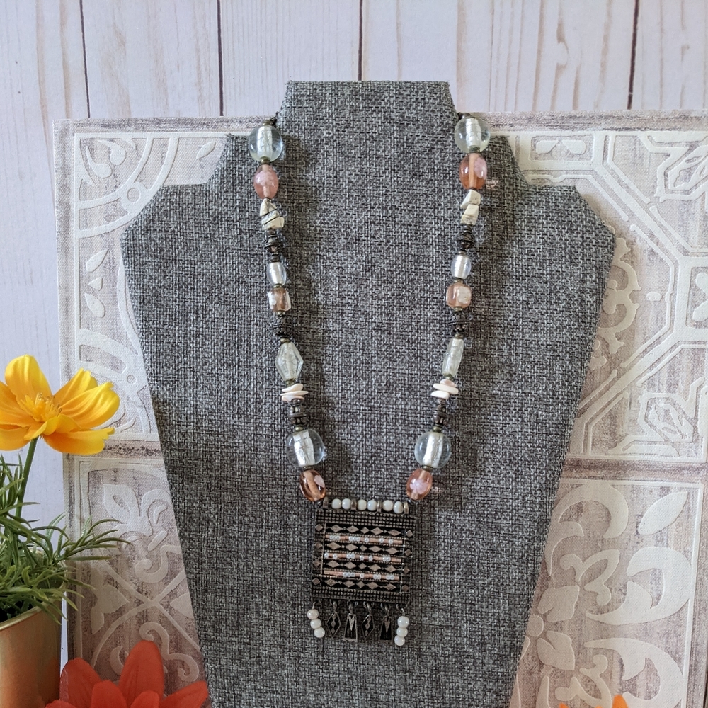 Chico's Boho Glass Beaded Necklace